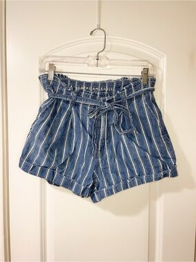 AEO Stripped Denim Paper Bag Shorts